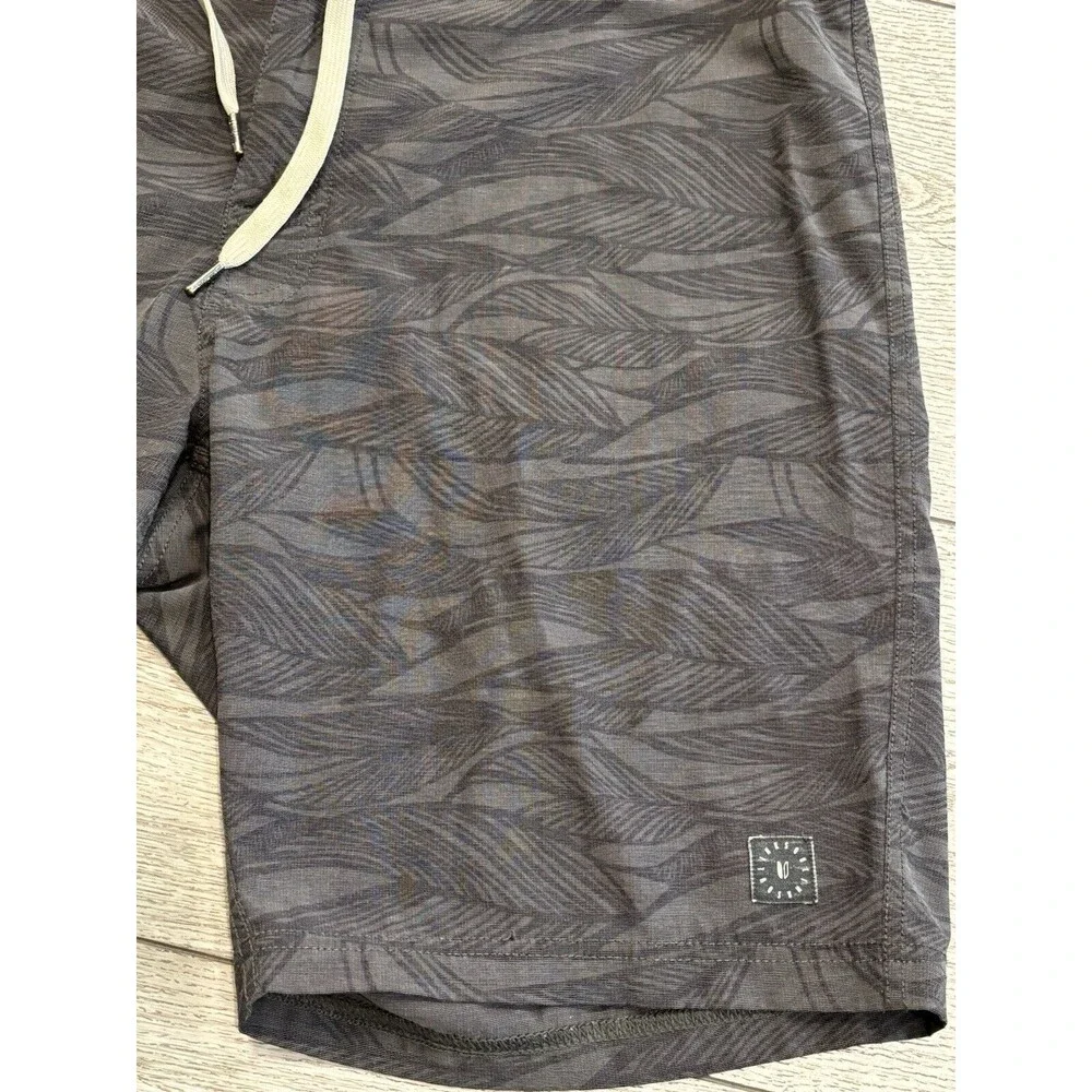 Linksoul Hybrid Shorts Mens 34 Gray Black Palm Swim Trunks‎ Golf Preppy